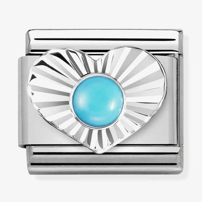 CLASSIC Composable Turquoise Heart Fluted Bezel Charm
