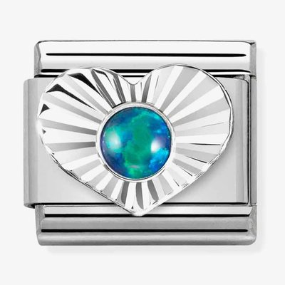 CLASSIC Composable Green Opal Heart Fluted Bezel Charm