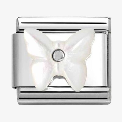 CLASSIC Silvershine White Mother Of Pearl Butterfly Charm