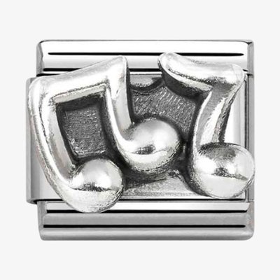 Stainless Steel & Silver Musical Notes Charm