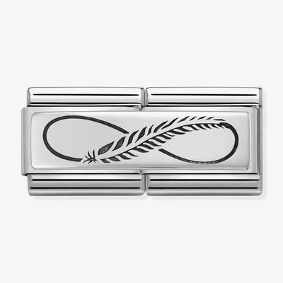 CLASSIC Silvershine Infinity Feather Double Charm