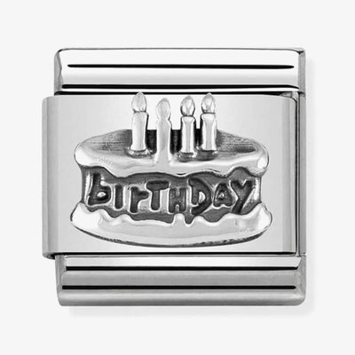 CLASSIC Silvershine Oxidised Symbols Birthday Cake Charm