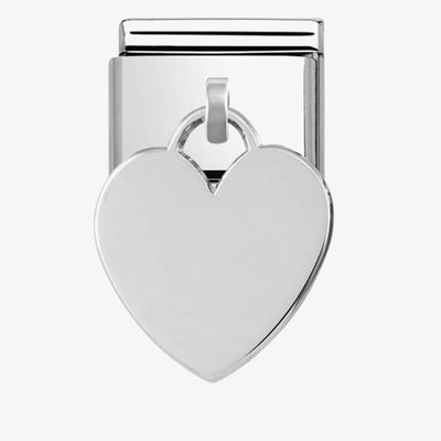 CLASSIC Silvershine Plates Plain Heart Dropper Charm