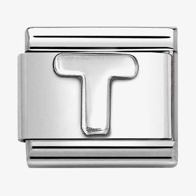 CLASSIC Composable Oxidised Silver Letter T Charm