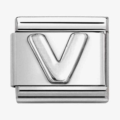 CLASSIC Composable Oxidised Silver Letter V Charm