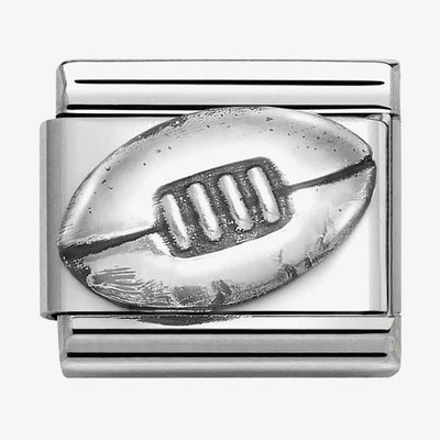 CLASSIC Silvershine Oxidised Rugby Ball Charm