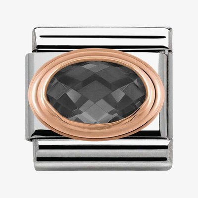 CLASSIC Rose Gold Black Faceted Cubic Zirconia Charm