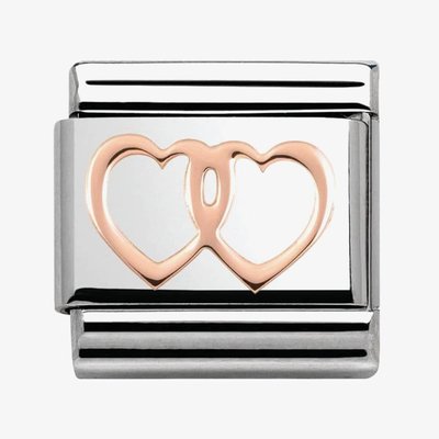 CLASSIC Rose Gold Plates Double Hearts Charm