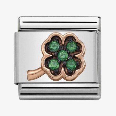 CLASSIC Rose Gold Symbols Green Clover Charm