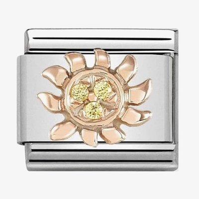 CLASSIC Rose Gold Sun With Yellow Stones Charm