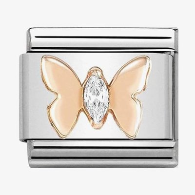 CLASSIC Rose Gold Butterfly With Stones Charm