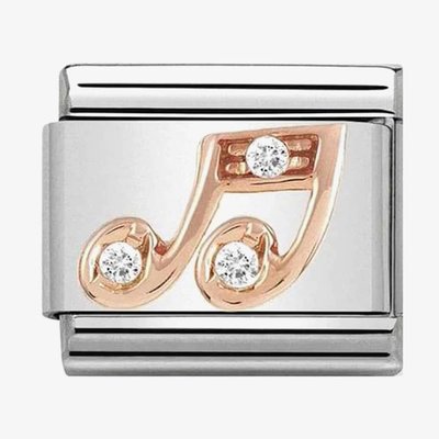 CLASSIC Rose Gold Music Note with Cubic Zirconia Charm