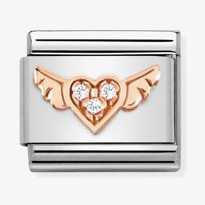 CLASSIC Composable Romance Heart Cubic Zirconia Wings Charm
