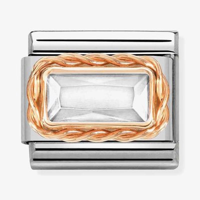 CLASSIC Composable White Cubic Zirconia Rose Gold Rope Charm