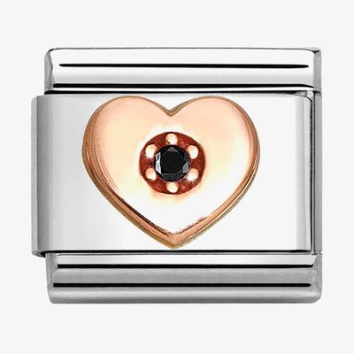 CLASSIC Rose Gold Symbols Black Heart Charm