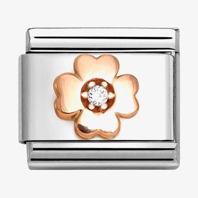CLASSIC Rose Gold Symbols White Clover Charm
