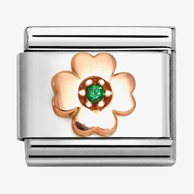 CLASSIC Rose Gold Symbols Green Clover Charm