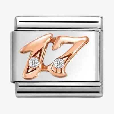 CLASSIC Rose Gold Cubic Zirconia Number 17 Charm