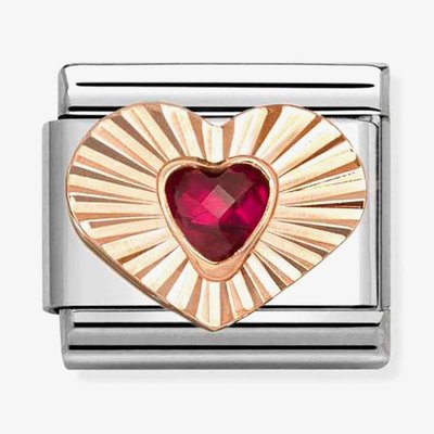 Classic Rose Gold Heart Red Cubic Zirconia Charm