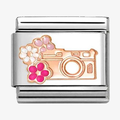 CLASSIC Rose Gold Floral Camera Charm