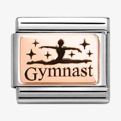 Stainless Steel 9ct Rose Gold Gymnast Charm