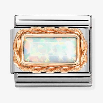 CLASSIC Composable Rose Gold Baguette White Opal Charm