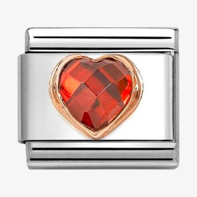 CLASSIC Rose Gold Red Stone Heart Charm