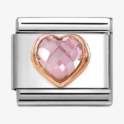 CLASSIC Rose Gold Cubic Zirconia Light Pink Heart Charm