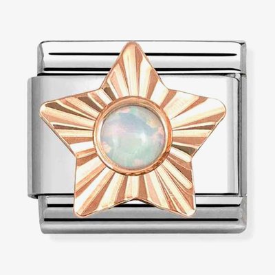 Classic Rose Gold Star White Opal Charm