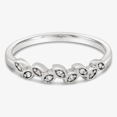 9ct White Gold Alternating Diamond Leaf Ring (M) 10250/9W/DQ10 M