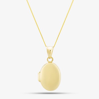 9ct Yellow Gold Plain Oval Locket Necklace