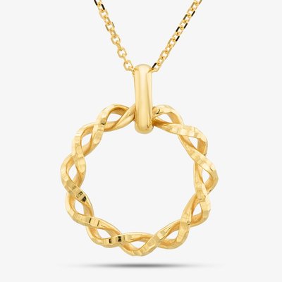 9ct Yellow Gold Diamond Cut Twist Circle Necklace