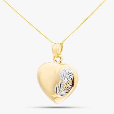 9ct Gold Rose Heart Pendant Necklace