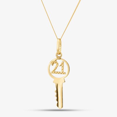 9ct Yellow Gold Number 21 Key Pendant Necklace
