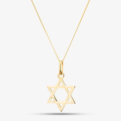 9ct Yellow Gold Star Of David Pendant Necklace