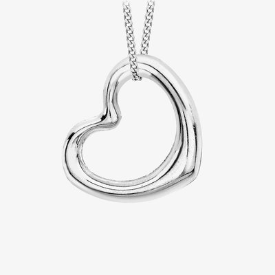 9ct White Gold Open Heart Necklace