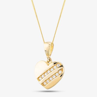 9ct Yellow Gold Cubic Zirconia Heart Necklace