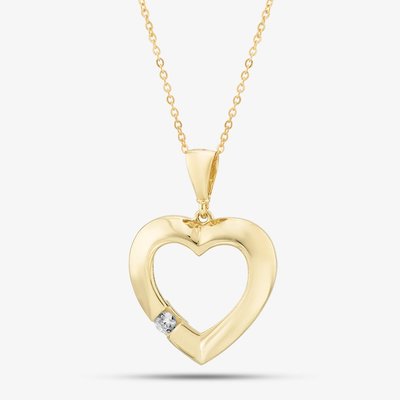 9ct Yellow Gold Cubic Zirconia Open Heart Necklace