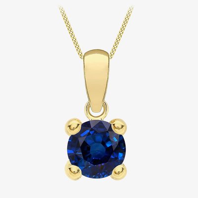 9ct Yellow Gold September Blue Birthstone Pendant Necklace