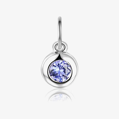 9ct White Gold 0.17ct Tanzanite Birthstone Bubble Charm