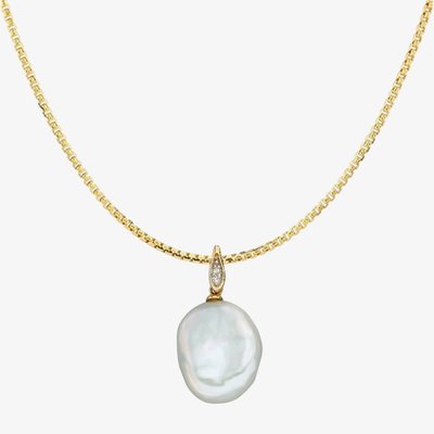 9ct Yellow Gold Keshi Pearl & Diamond Pendant GP2171W GN141