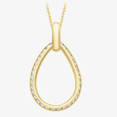 9ct Gold Cubic Zirconia Open Teardrop Pendant