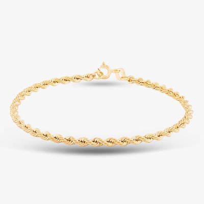 9ct Yellow Gold 7 Inch Rope Chain Bracelet