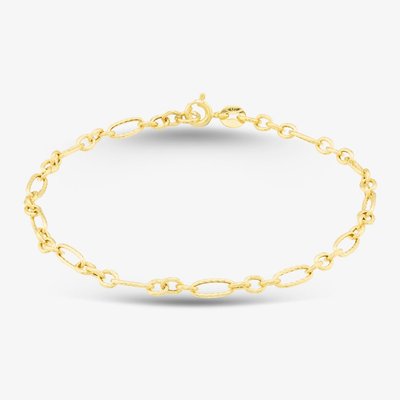 9ct Yellow Gold 19cm Textured Figaro Chain Bracelet