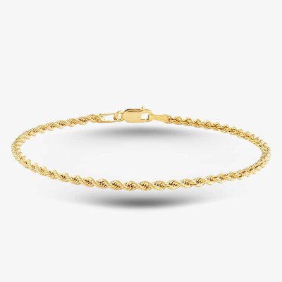 9ct Yellow Gold 7.25 Inch Rope Chain Bracelet