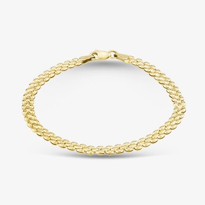 9ct Yellow Gold 7 Inch Hollow Three-Row Bead Bracelet CN970-07