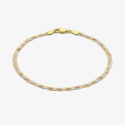 9ct Tri-Colour 19cm Diamond-Cut Herringbone Bracelet 3.26.2182
