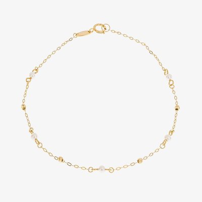 9ct Yellow Gold Freshwater Pearl Trace Chain Bracelet