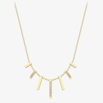 18ct Yellow Gold 0.08ct Diamond Barrel Cascade Necklace 111125148819
