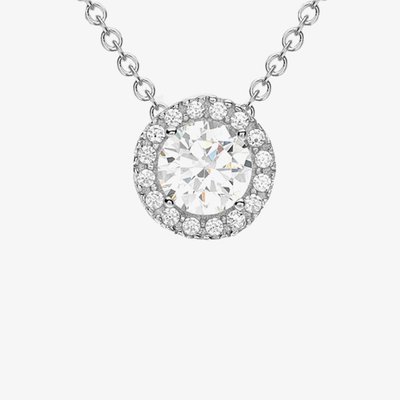 9ct White Gold Round Halo Necklet